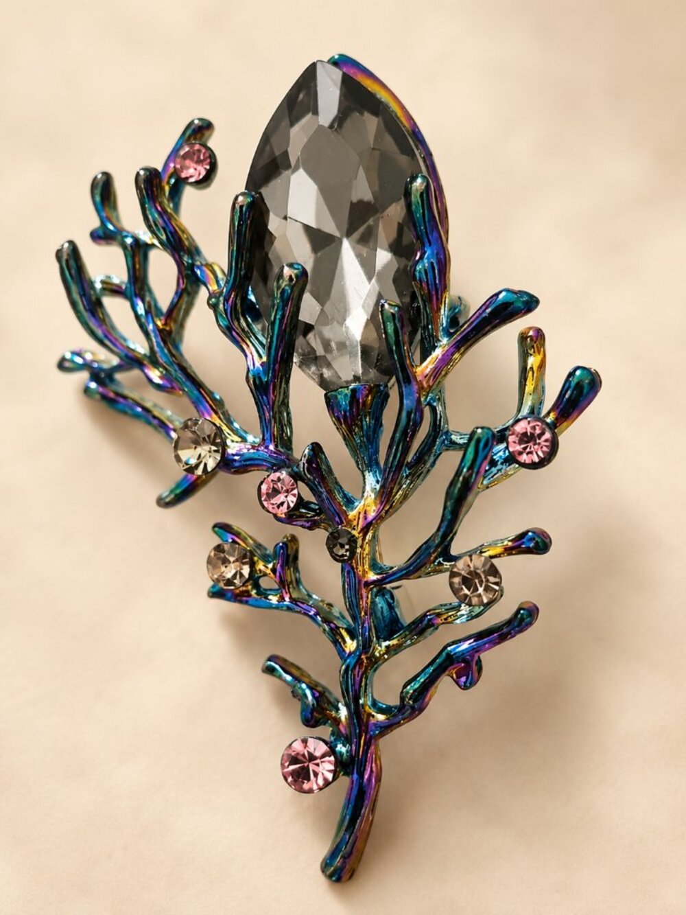 💎 Iridescent Crystal Branch Statement Brooch 💎